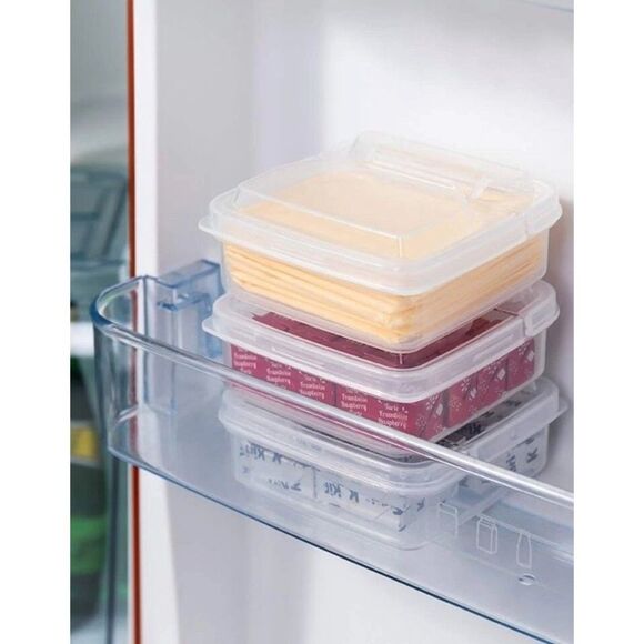 Clear Food Storage Box Plastic Refrigerator Cheese Box 3 PCS Makeup Container Sb - Picture 1 of 7